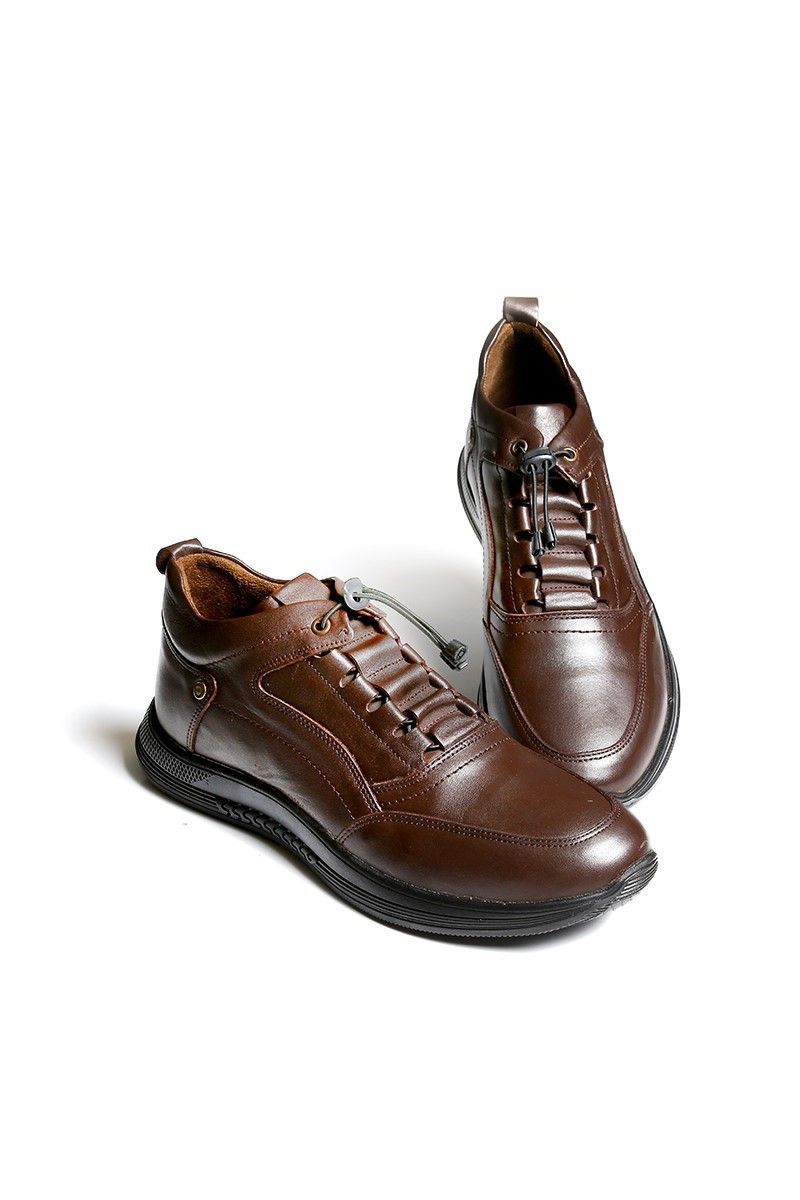 Мъжки кожени обувки - Тъмнокафяви 2021083450