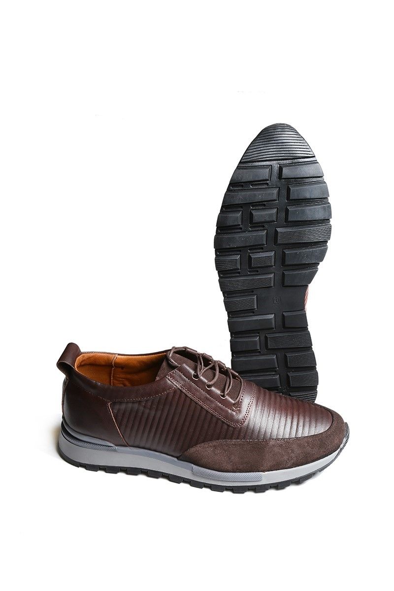 Мъжки обувки от естествена кожа - Тъмнокафяви 20210834598