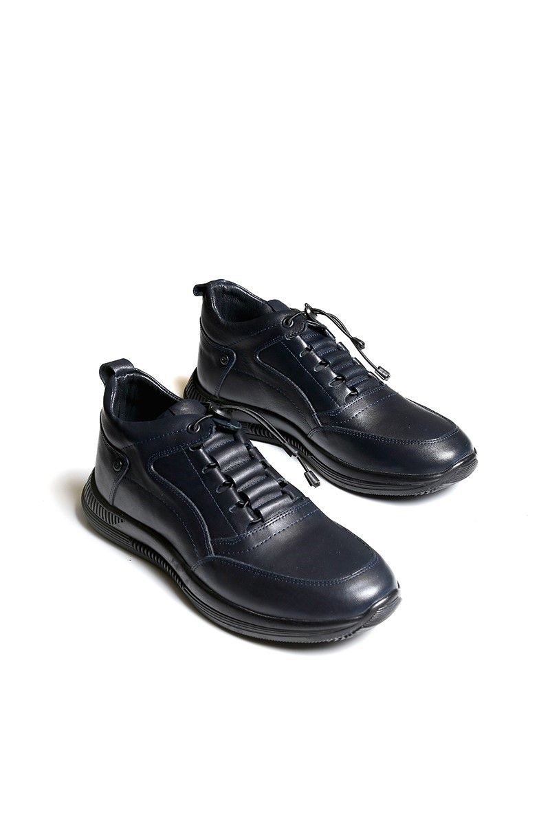 Men's Real Leather Shoes - Navy Blue #2021083449