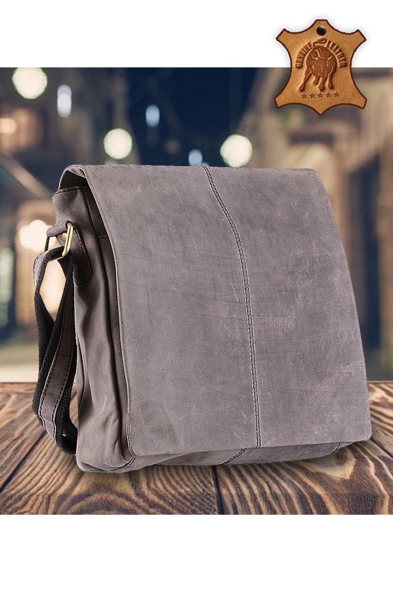 Leather Satchel Bag - Grey #9734125651