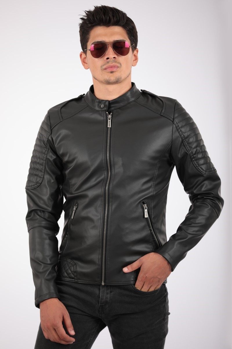 Muška kožna jakna - crna 2021083131