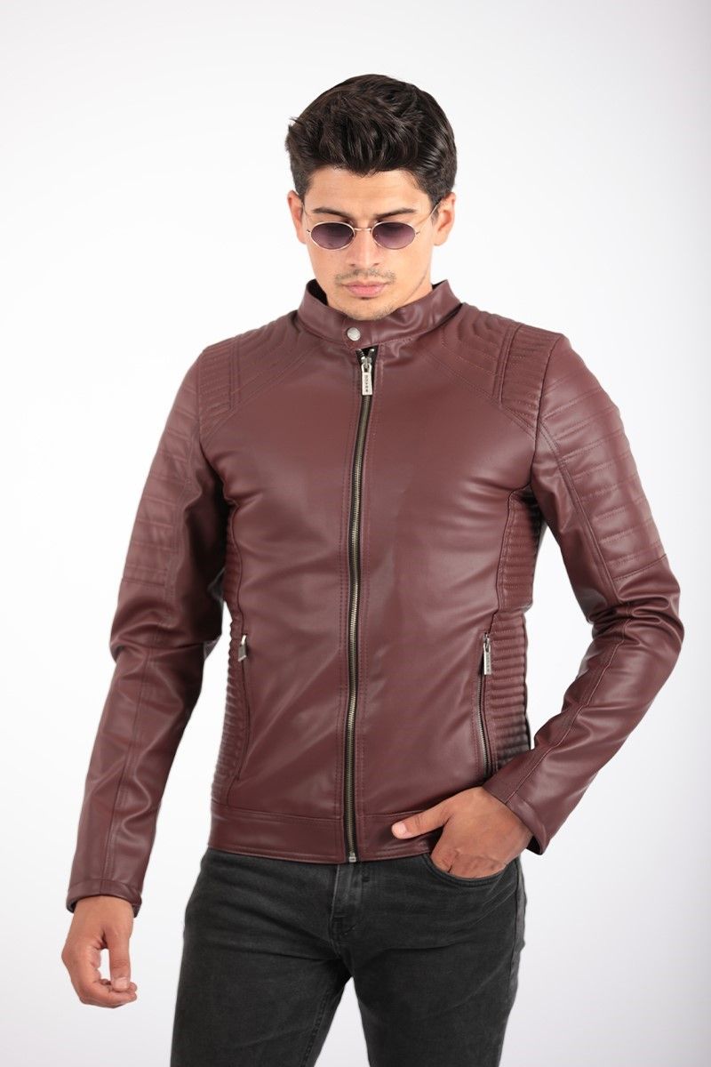 Muška kožna jakna - Bordo 2021083169