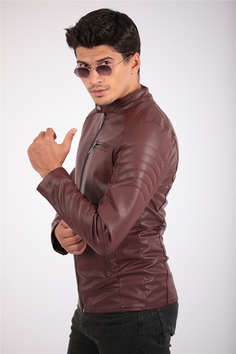Muška kožna jakna - Bordo 2021083170