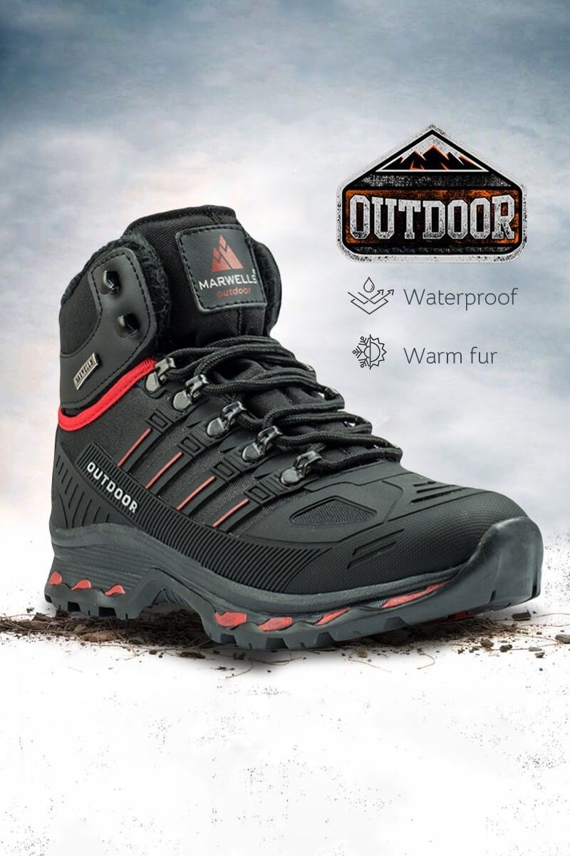 Men's hiking boots - Black with red 2021082519