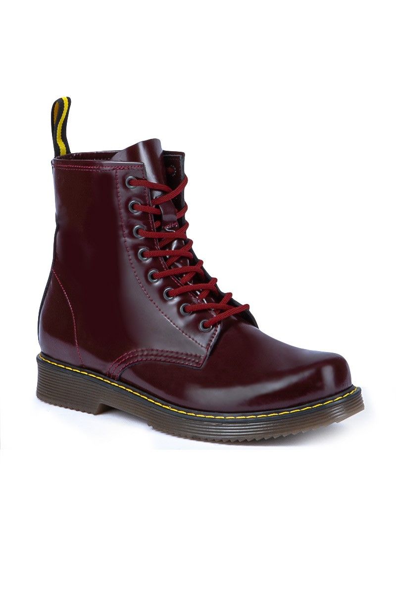 Men's Combat Style Boots - Burgundy #987974