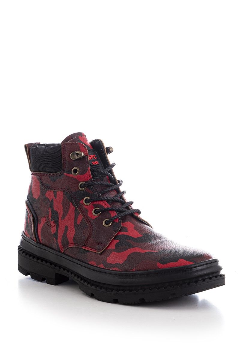 Men's Boots - Camouflage, Red #202298