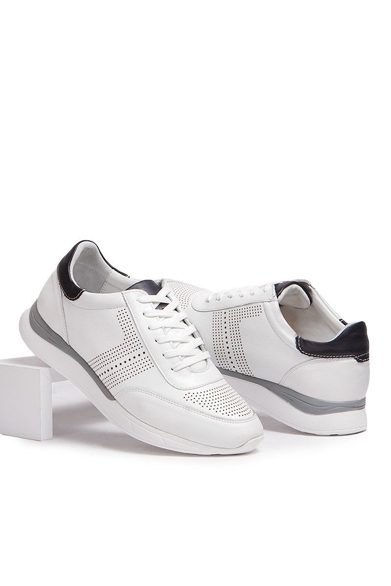 Men's Real Leather Trainers - White #2021656