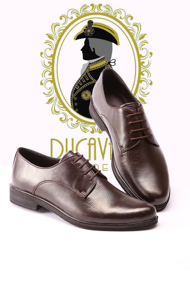 Ducavelli Men's Real Leather Shoes - Dark Brown #202169