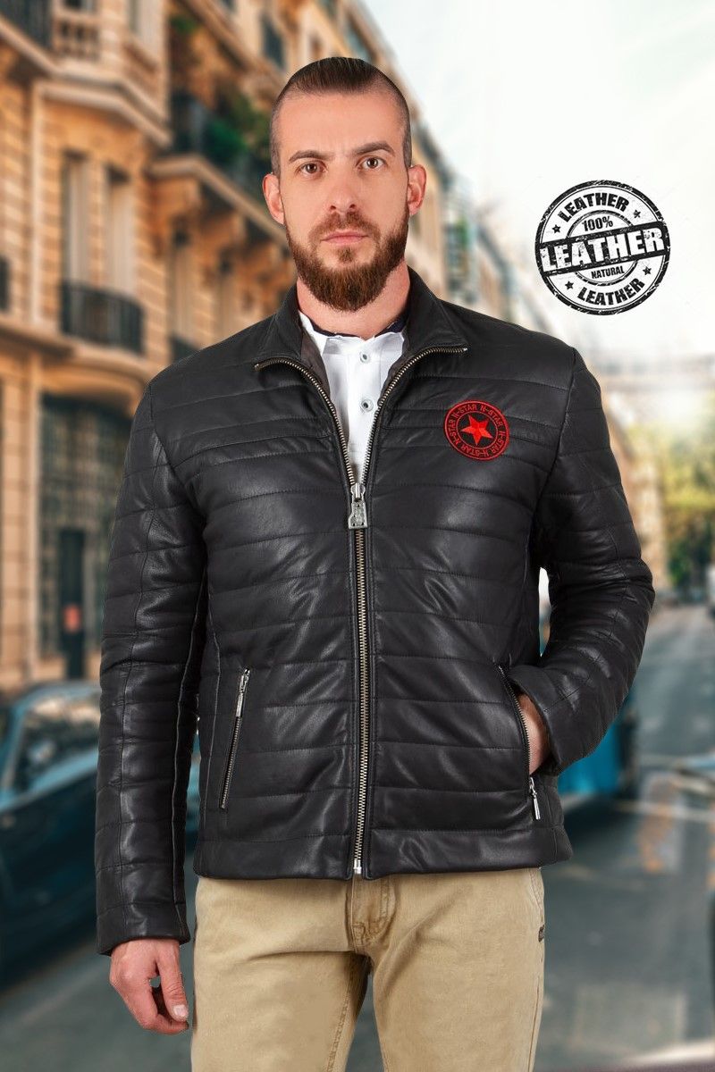 Leonardo Men's Real Leather Jacket - Black #9979220
