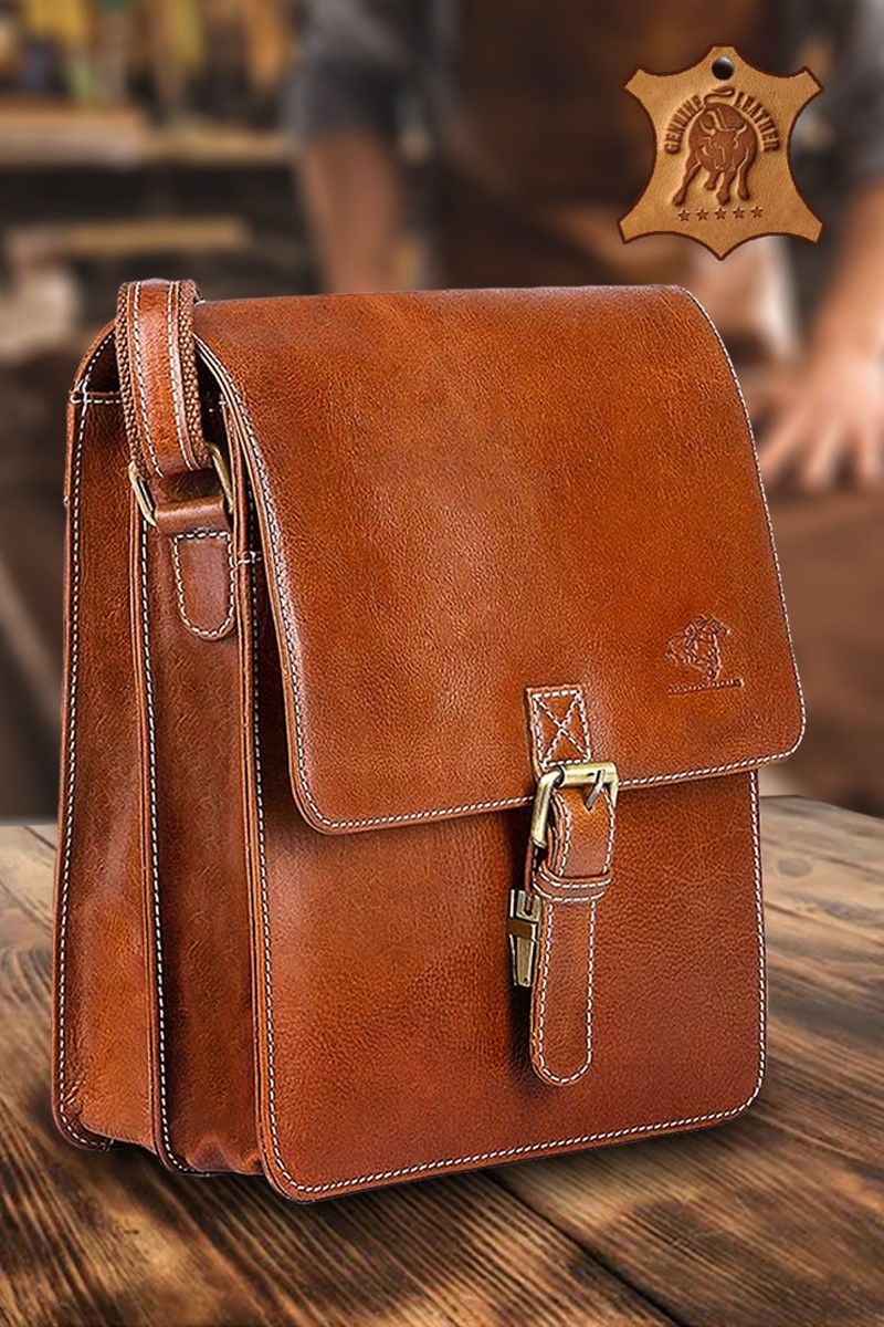 Men's Leather Bag AFZ-05 - Light Brown 997614