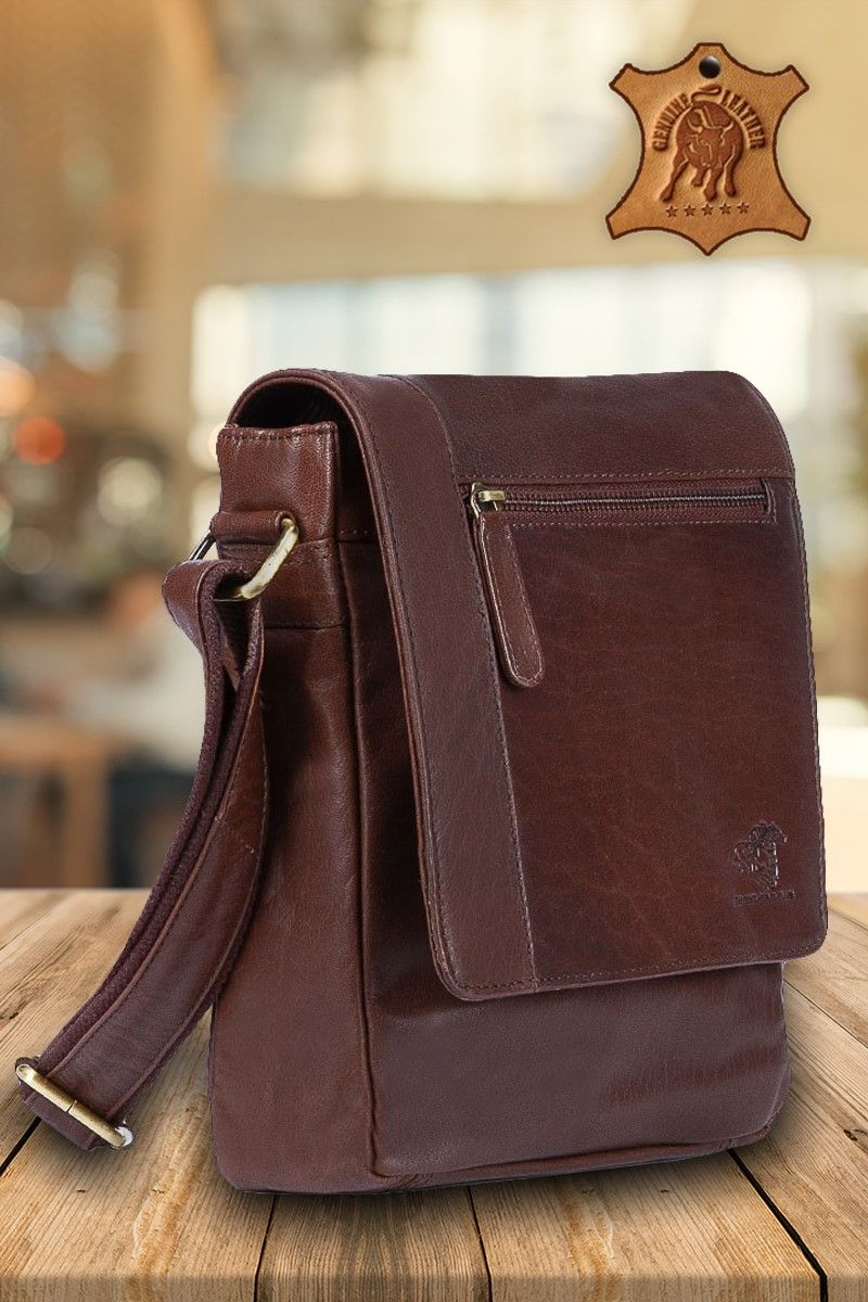 Leather Satchel Bag - Brown #997610