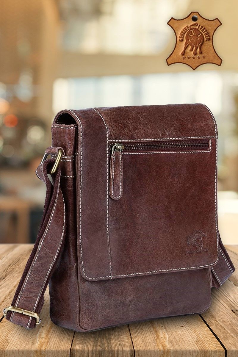 Leather Satchel Bag - Brown #997612