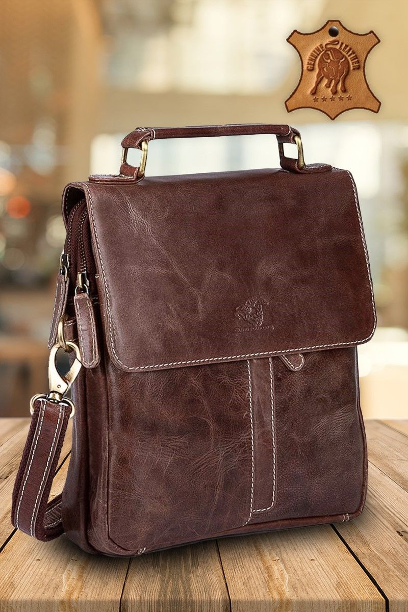 Leather Satchel Bag - Brown #997604