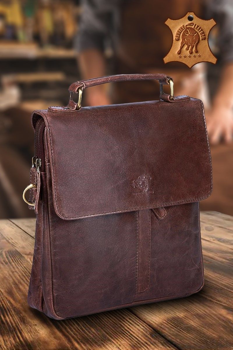 Leather Satchel Bag - Brown #997605