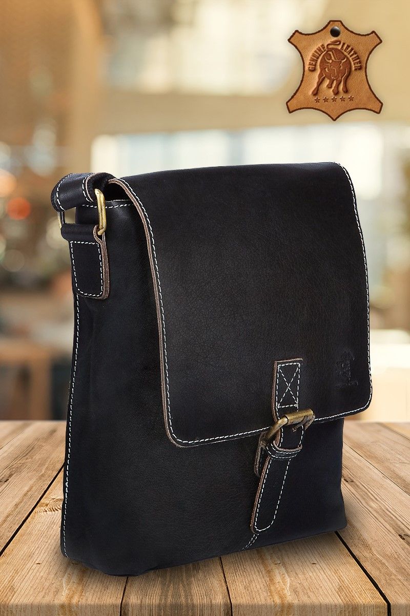 Leather Satchel Bag - Black #987839