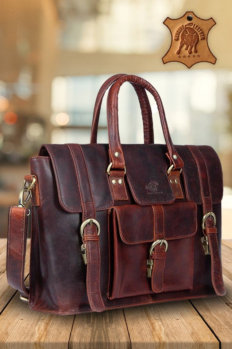 Leather Bag - Dark Brown #997606