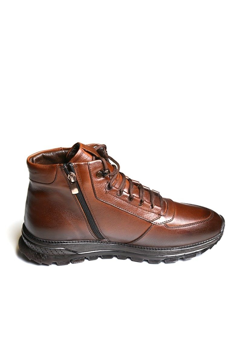 Men's boots made of genuine leather - Brown 20210834679