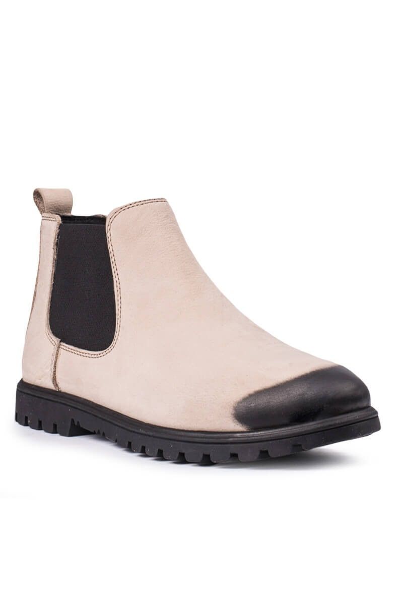 Men's leather boots Cream 20210834868