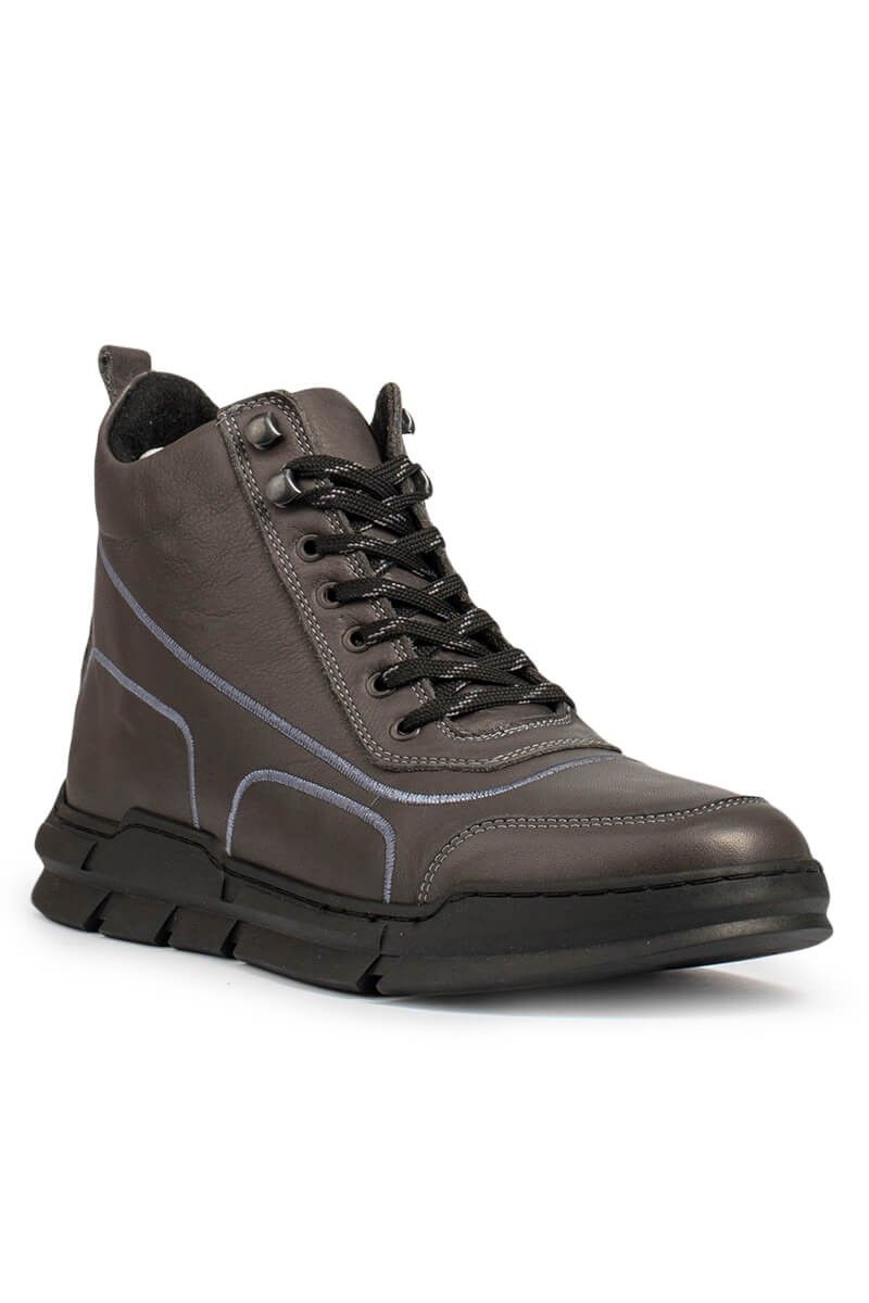 Men's leather boots - Gray 20210834677