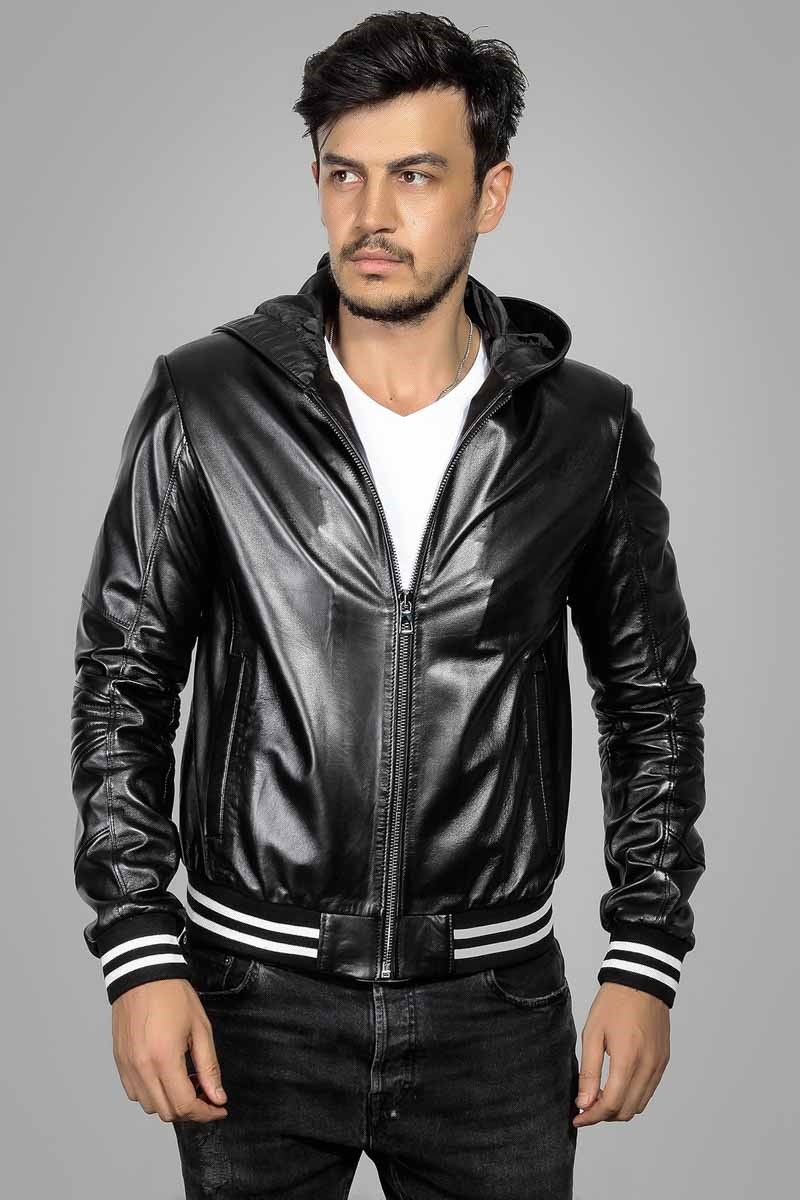 Leonardo Men's leather jacket - Black V987605 #266598