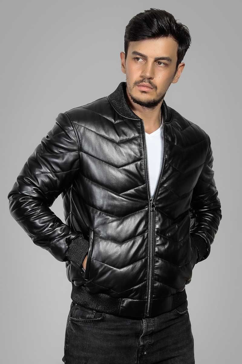 Leonardo Men's Real Leather Jacket - Black #266599