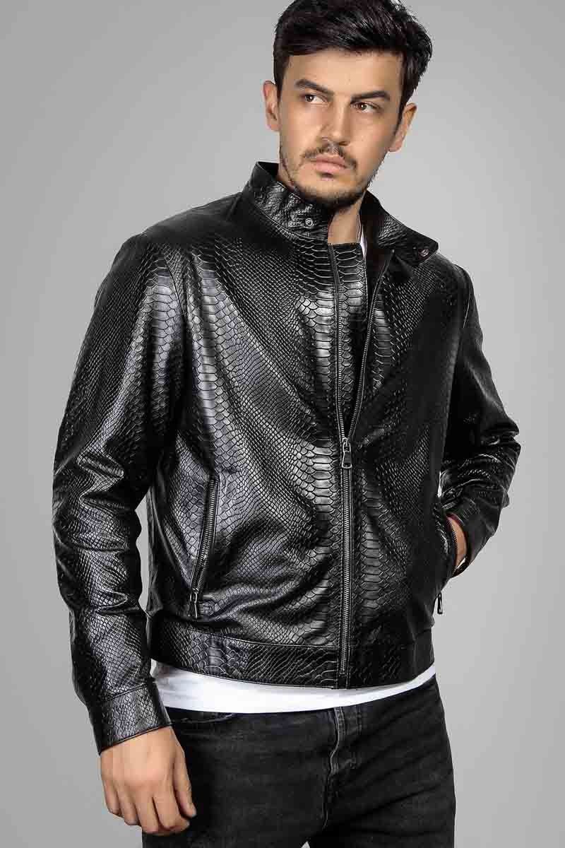 Leonardo Men's leather jacket - Black 987608 #266601