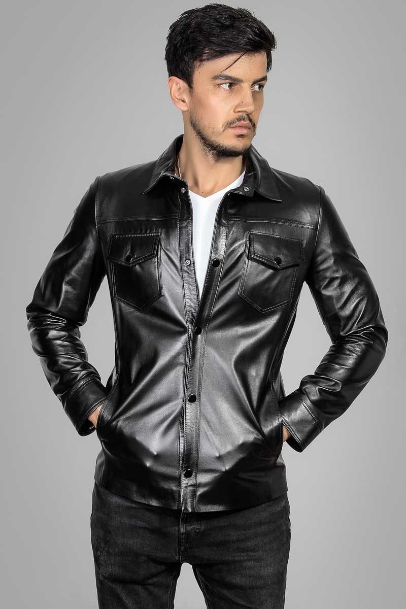 Leonardo Men's Real Leather Jacket - Black #266603
