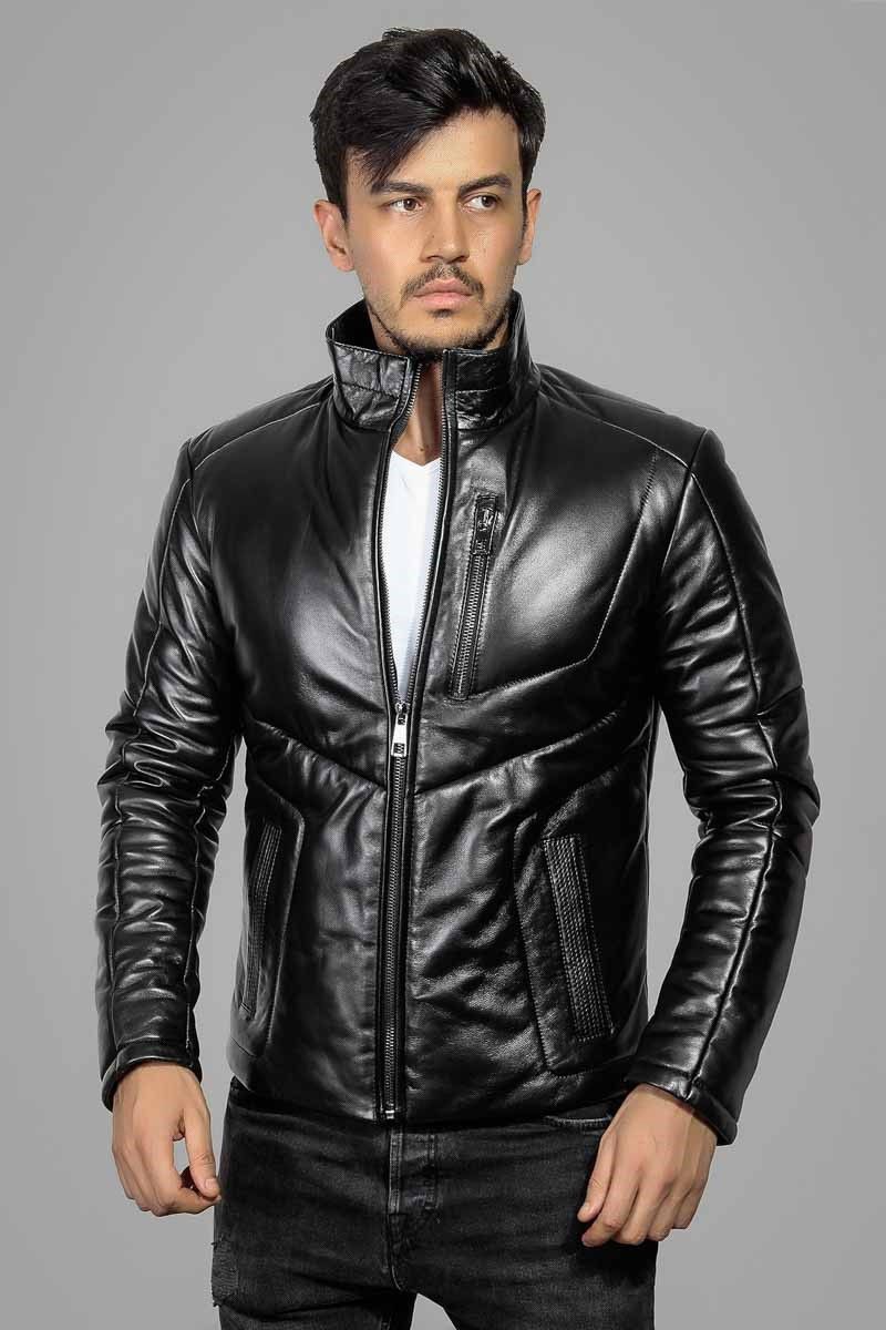 Leonardo Men's leather jacket - Black V987625 #266618