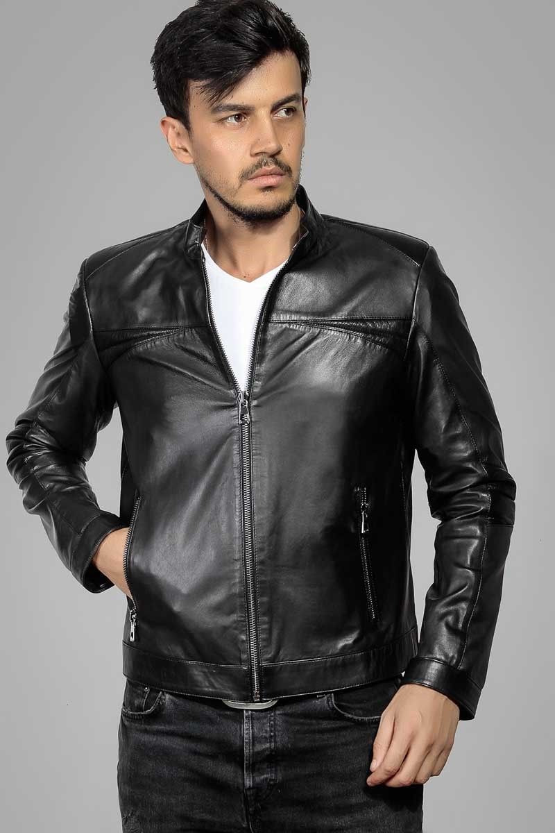 Leonardo Men's leather jacket - Black V987633 #266632