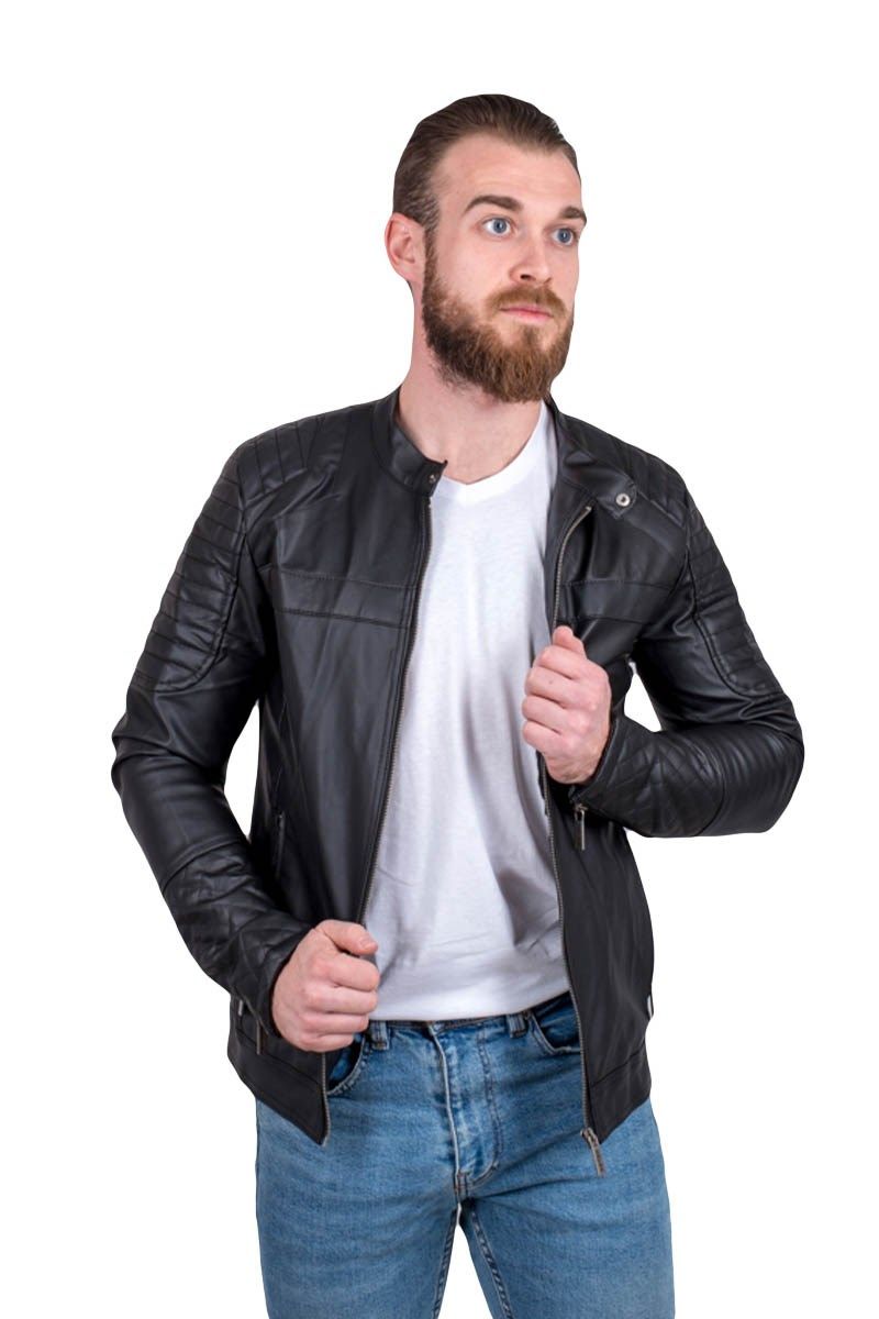 Muška kožna jakna - Crna 20210835215
