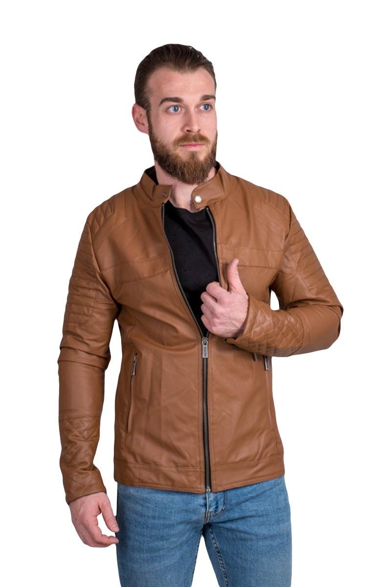 Muška kožna jakna - smeđa 20210835217