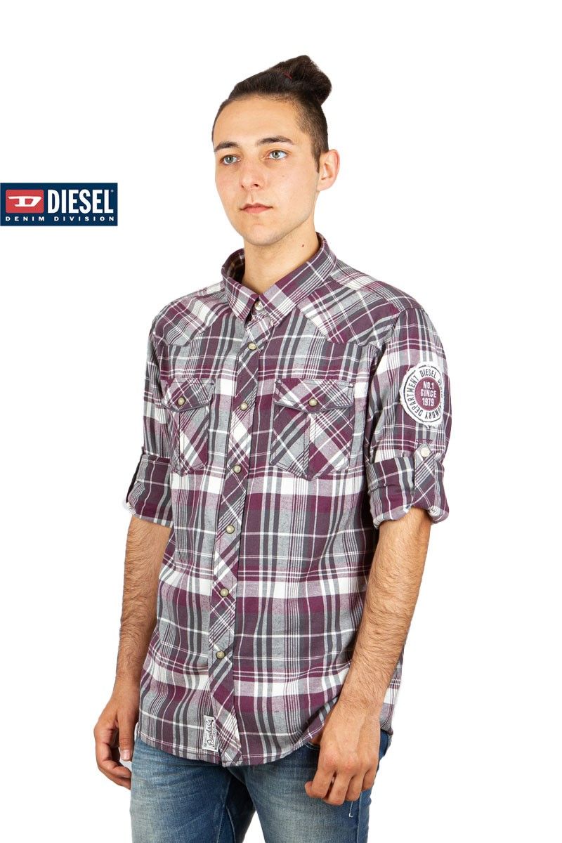 Diesel Men's Shirt - Burgundy, Grey #202026