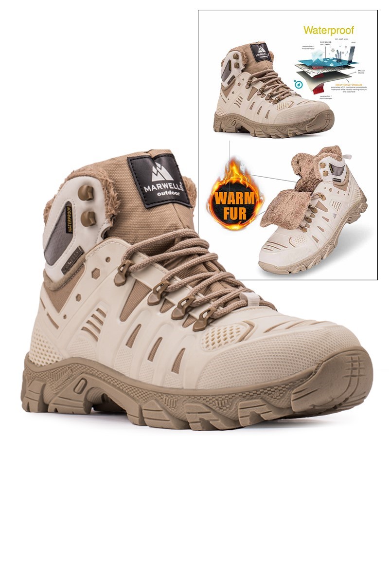 hiking boots beige
