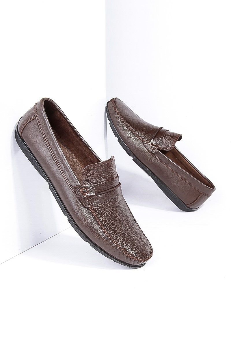 GPC Men's Real Leather Penny Loafers - Brown #795965696