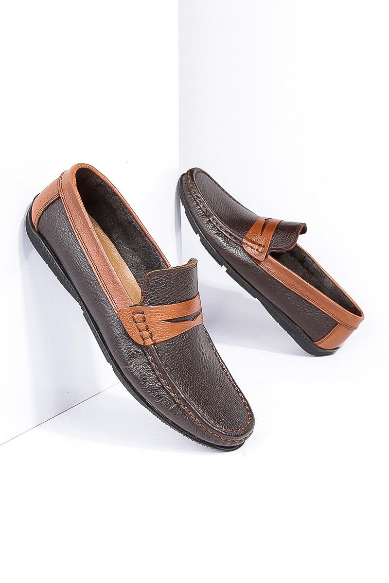 GPC Men's Real Leather Penny Loafers - Brown #795965701