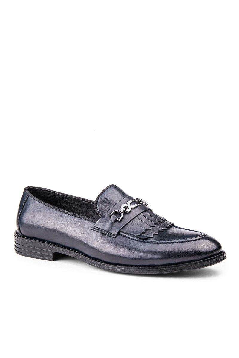 Ducavelli Men's Real Leather Kiltie Loafers - Dark Blue #362514807