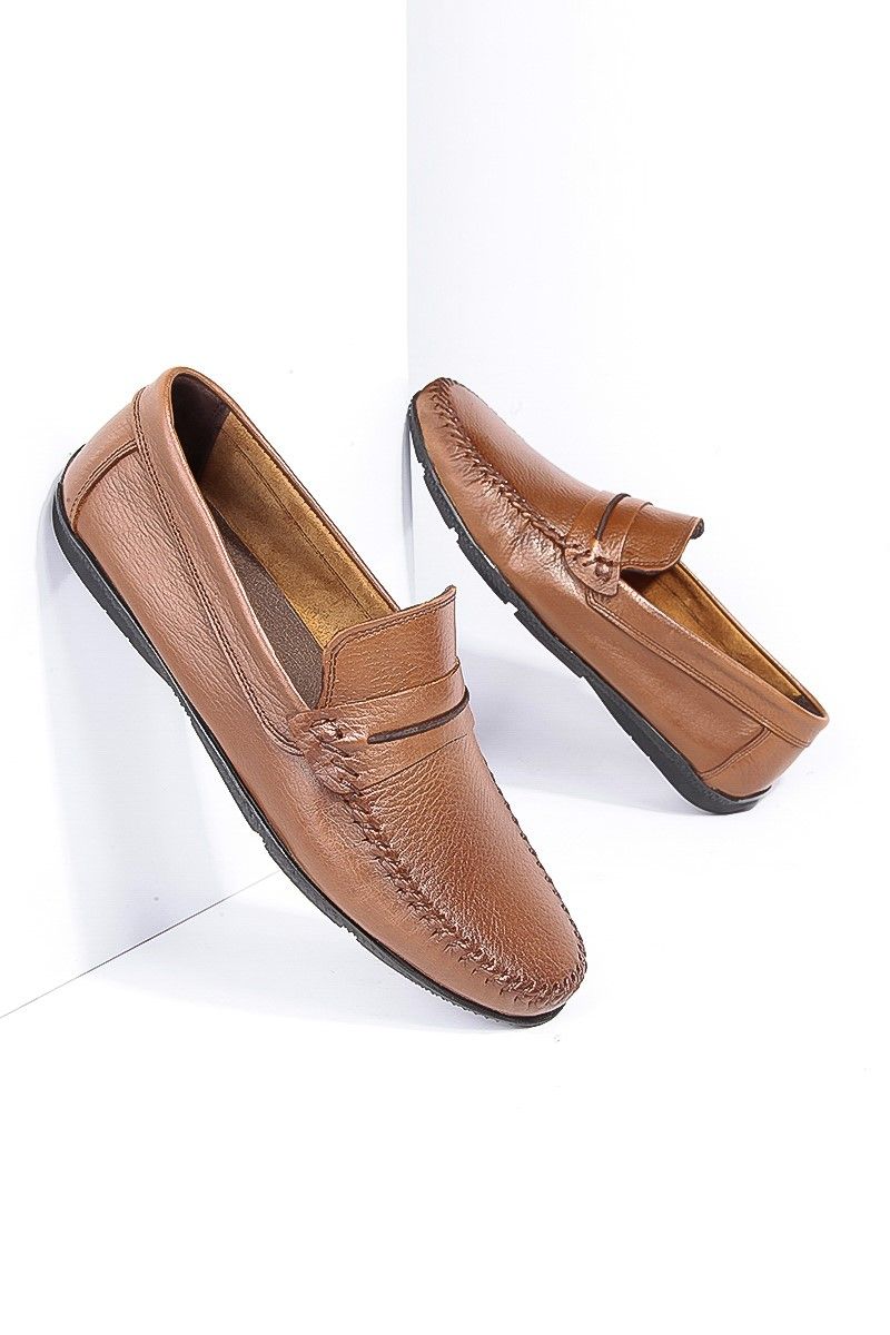 GPC Men's Real Leather Penny Loafers - Light Brown #795965697