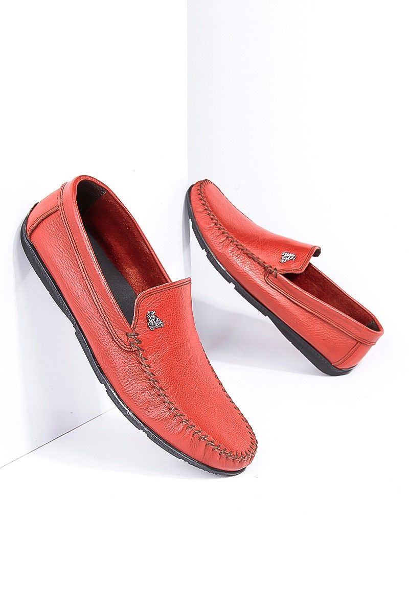 GPC Men's Real Leather Loafers - Red #795965706
