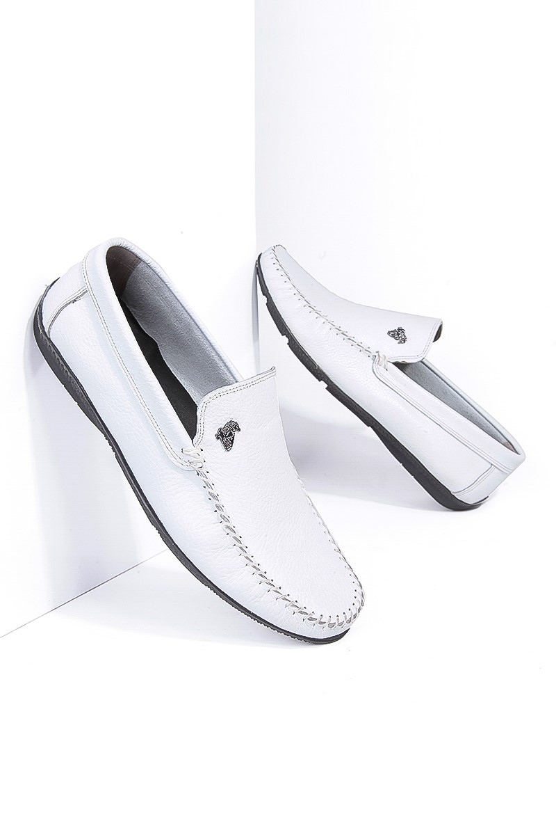 GPC POLO Buty męskie skórzane - białe  795965704