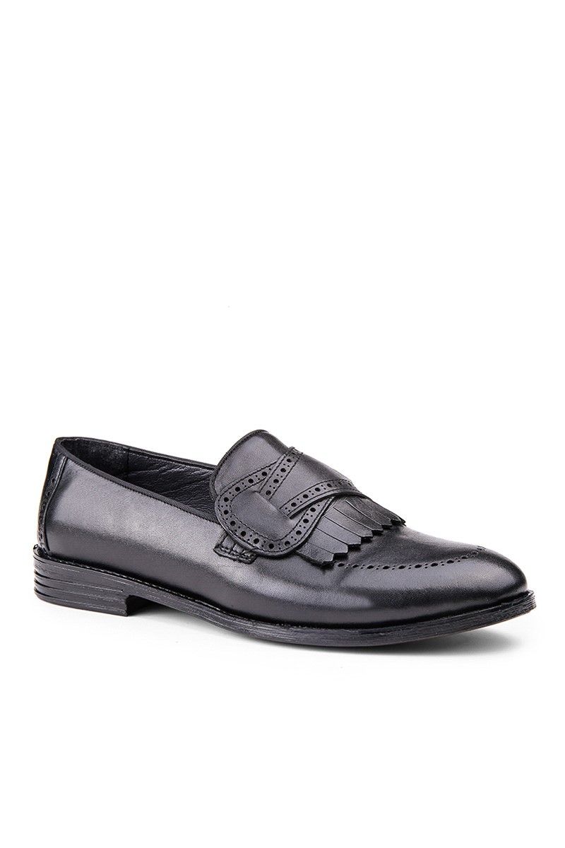 Ducavelli Men's Real Leather Kiltie Loafers - Black #362514809