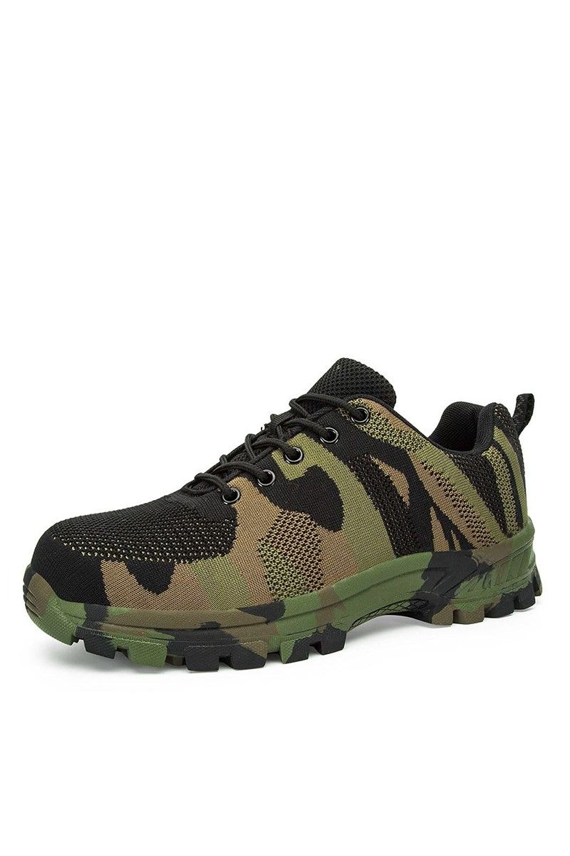 Men's Anti-Skid Mesh Camo Shoes with Steel Anti-Shock Toe Protector - Camouflage, Green #202182