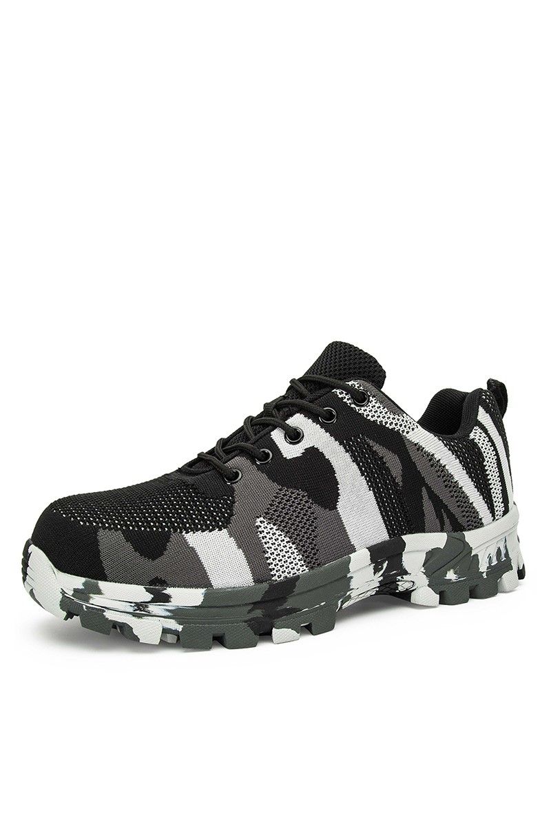 Men's Anti-Skid Mesh Shoes with Steel Anti-Shock Toe Protector - Camouflage, Grey #202180