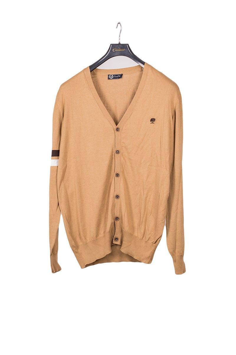 Men's cardigan with buttons - Camel 20210835646