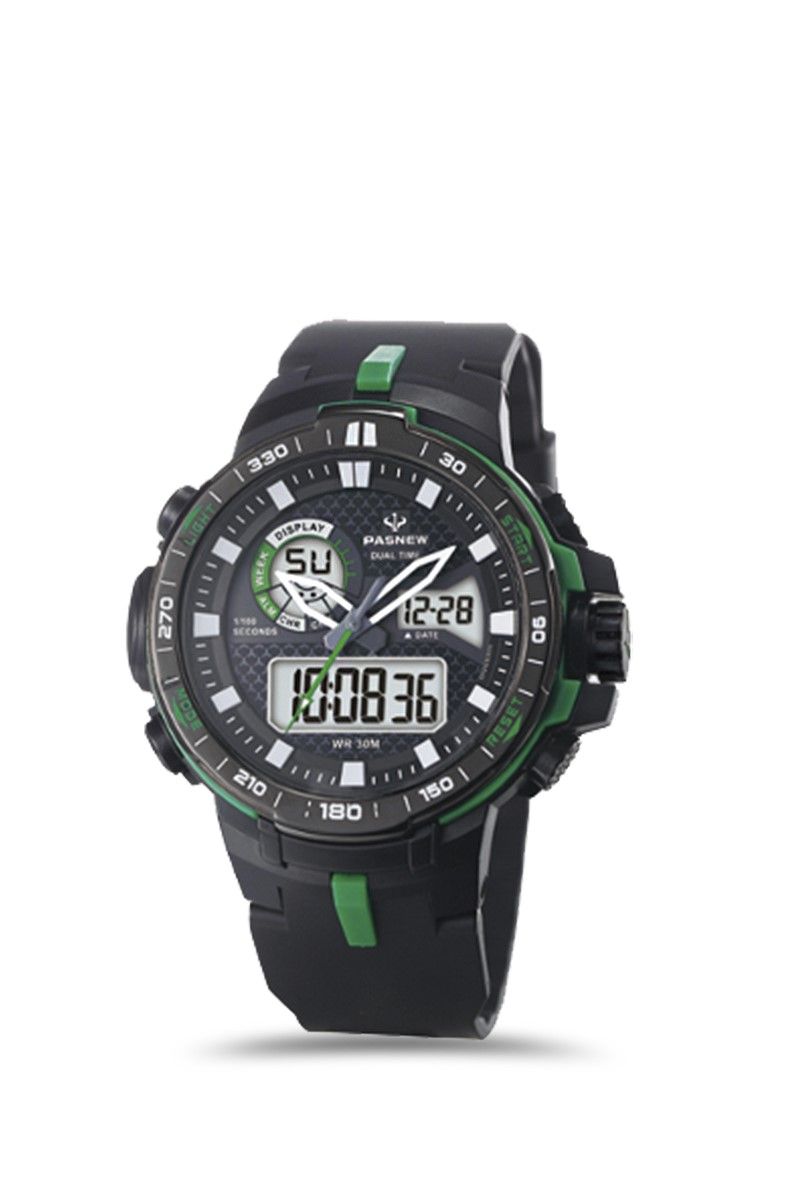 Pasnew Men's Watch - Black, Green #PSE460-N6