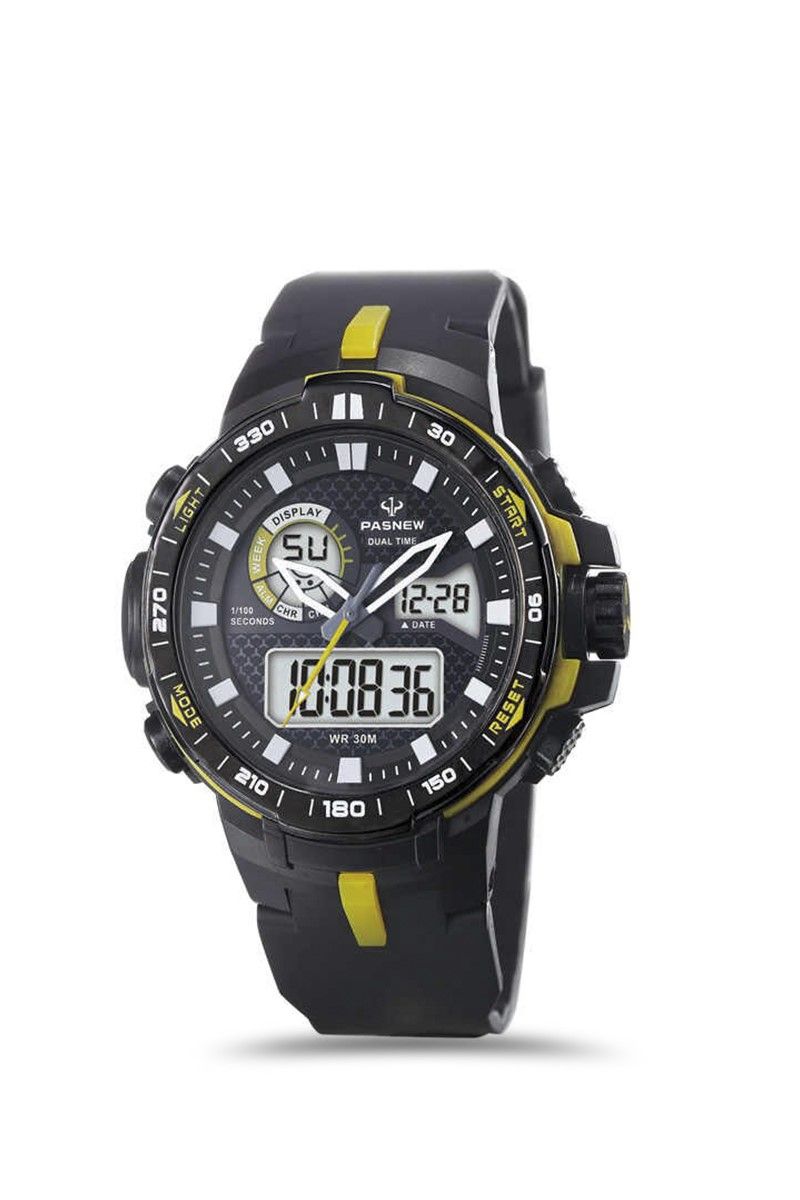 Pasnew Men's Watch - Black, Yellow #PSE460-N1