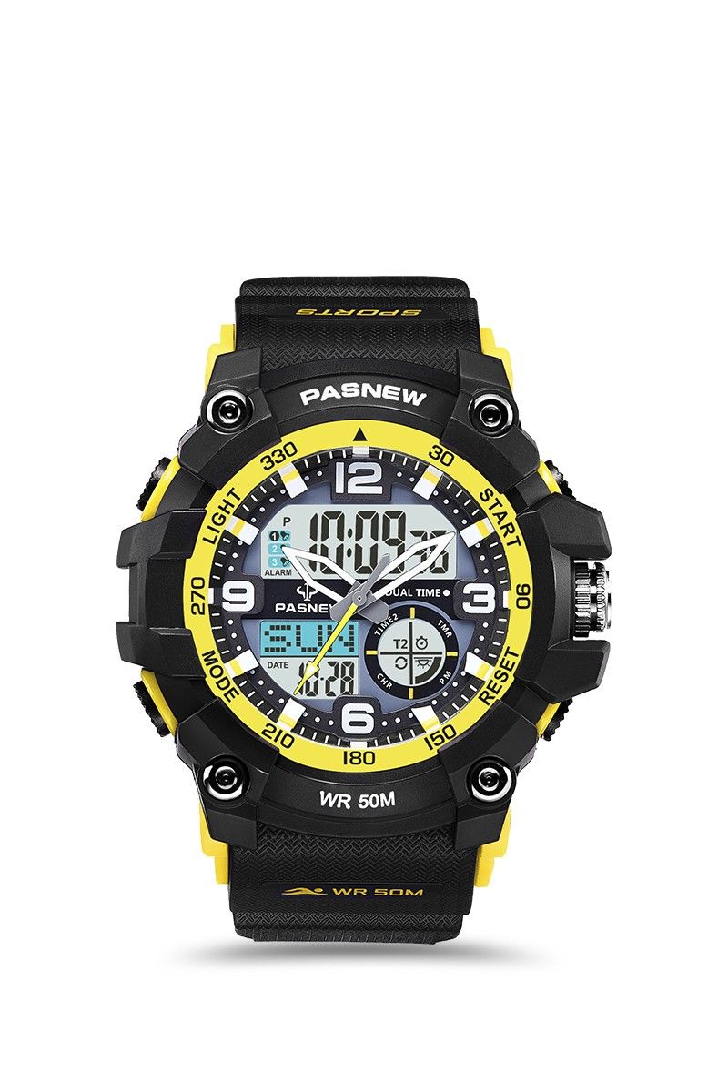 Pasnew Men's Watch - Black, Yellow #PSE467-N2