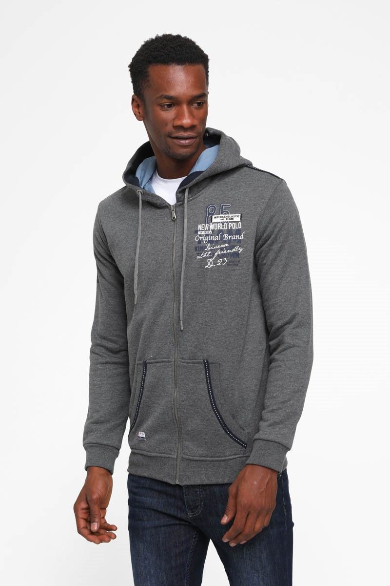 Men's zipped hoodie 64505 - Grey  987814 #266793
