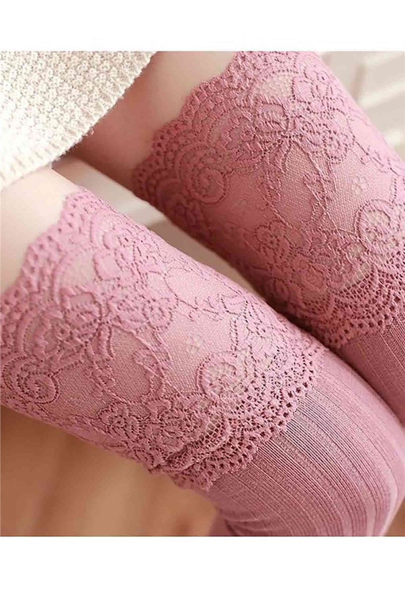 Pletene čarape s čipkom - Pink # 310295