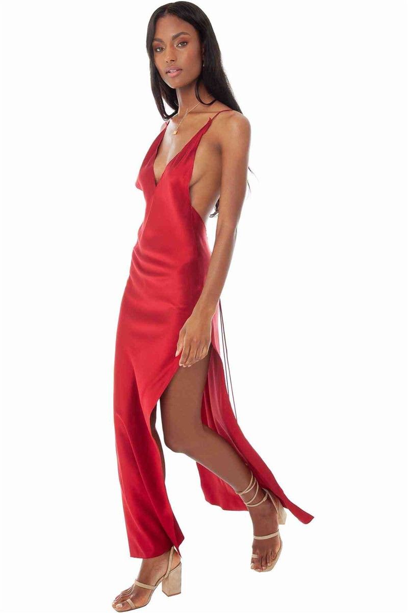Long satin nightgown - Red # 310378