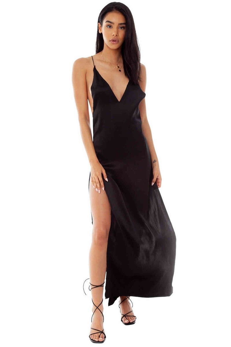Satin nightgown - Black # 310381